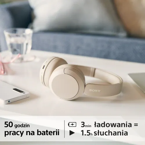 Słuchawki bezprzewodowe Sony WH-CH520 Nauszne Bluetooth 5.2 Kremowy