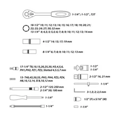 Klucze nasadowe 1/2", 1/4" (94szt.) Hillen&Mohr Tools 17K094