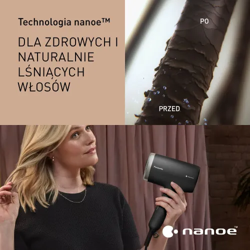 Suszarka do włosów Panasonic EH-NA7N-K825 Dyfuzor Zimny nawiew 1600W 1 prędkość 3 temperatury