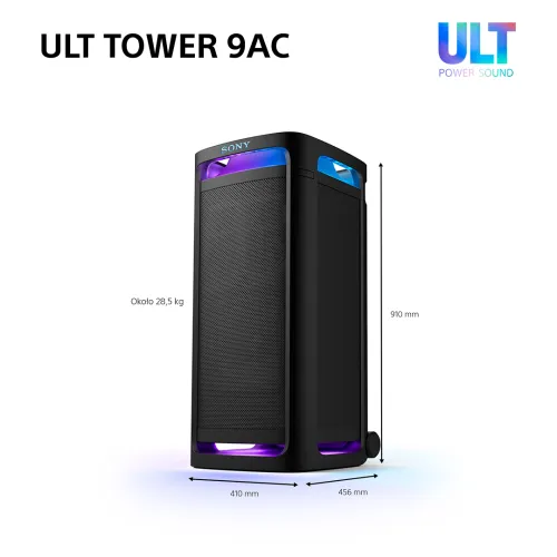 Power Audio Sony ULT Tower 9AC SRS-ULT900AC Bluetooth Mikrofon Karaoke Czarny