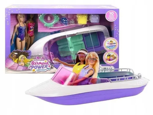 LALKA BARBIE MOC SYREN zestaw 2 LALKI + ŁÓDŹ + akc HHG60