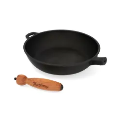 Patelnia żeliwna z pokrywką i odpinaną rączką MAYSTERNYA WOOD 24 cm