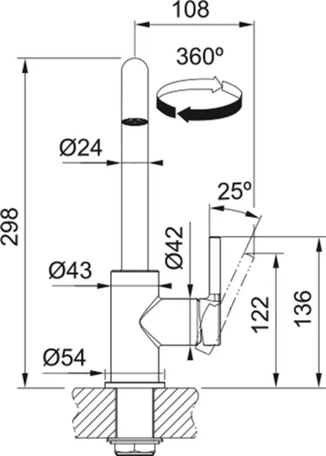 Bateria FRANKE Lina 115.0728.474 Czarny mat