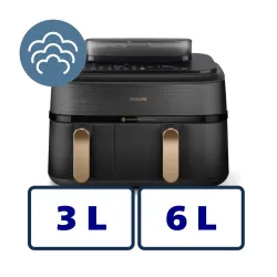 Air fryer Philips Ovi Dual Basket NA552/00 2750W 9l Aplikcja mobilna Gotowanie na parze
