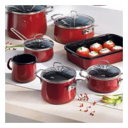 RIESS Nouvelle Rosso 4 l - garnek emaliowany z pokrywką