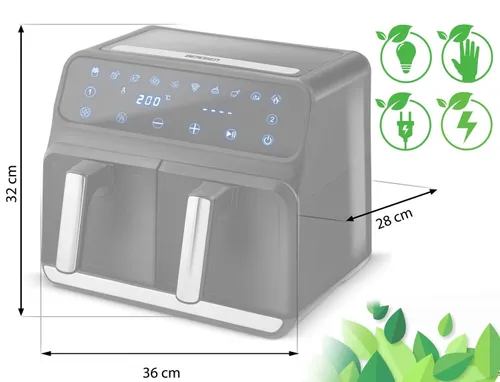 Air Fryer Frytkownica beztłuszczowa BERDSEN BD-653 8l z podwójnym koszem