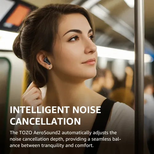 Słuchawki bezprzewodowe Tozo AeroSound2 Dokanałowe Bluetooth 5.3 Czarny