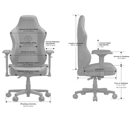Fotel Anda Seat Phantom 3 Pro L Gamingowy do 120kg Tkanina Ciemnoszary