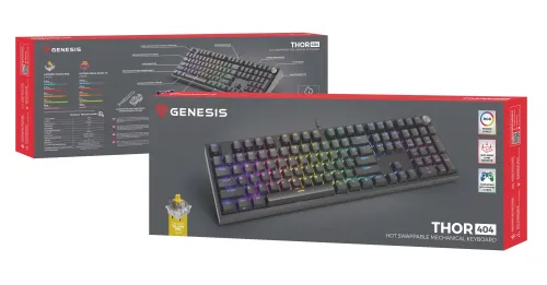 Klawiatura mechaniczna Genesis Thor 404 US RGB Outemu Peach Silent Czarny