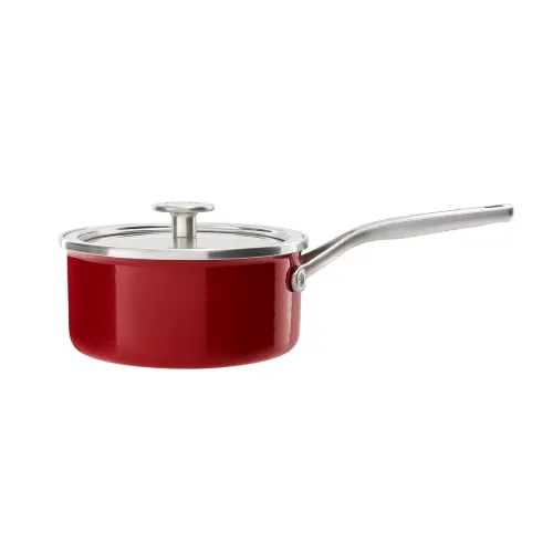 KITCHENAID Steel Core Enamel 2,4 l czerwony - rondel emaliowany z pokrywką