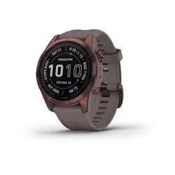 Смарт-часы Garmin FENIX 7S Sapphire Solar титановый темно-бронзовый с серым силиконовым ремешком (010-02539-29)