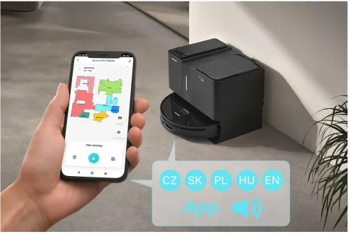 Robot sprzątający Sencor SRV 9790BK Funkcja mopowania Stacja oczyszczająca Tworzenie mapy pomieszczenia 63dB