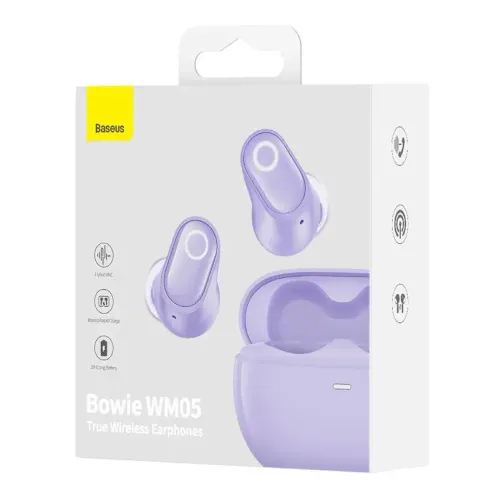 Słuchawki bezprzewodowe Baseus Bowie WM05 Dokanałowe Bluetooth 5.2 Fioletowy