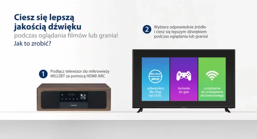 Wieża Blaupunkt MS22BT 50W Bluetooth Radio FM Brązowo-czarny