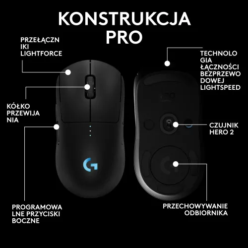 Myszka gamingowa Logitech G Pro 2 Lightspeed Czarny