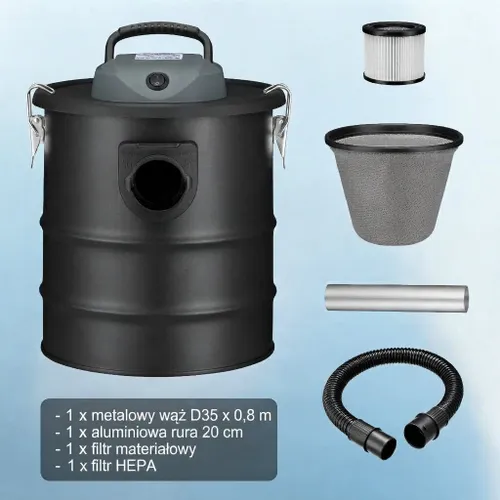 Przemysłowy odkurzacz kominkowy do pieca popiołu sadzy żaroodporny 15l 800W