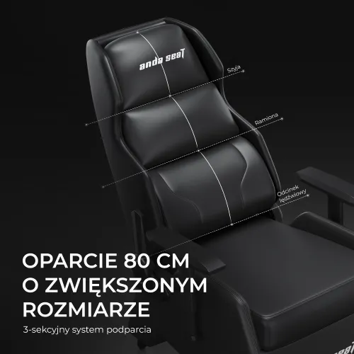 Fotel Anda Seat X3 Gaming Sofa Elegant Black Gamingowy do 120kg Skóra Eco Czarny