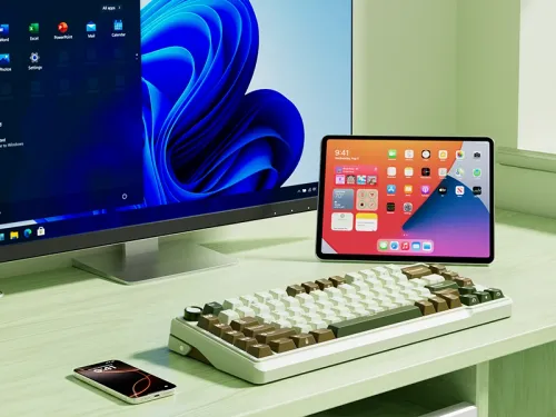 Klawiatura mechaniczna Royal Kludge RK-L75 BG Linear Cream Switch Zielono-Brązowy