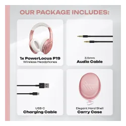 Słuchawki bezprzewodowe PowerLocus P19 Rose Gold Nauszne Bluetooth 5.3 Różowo-złoty