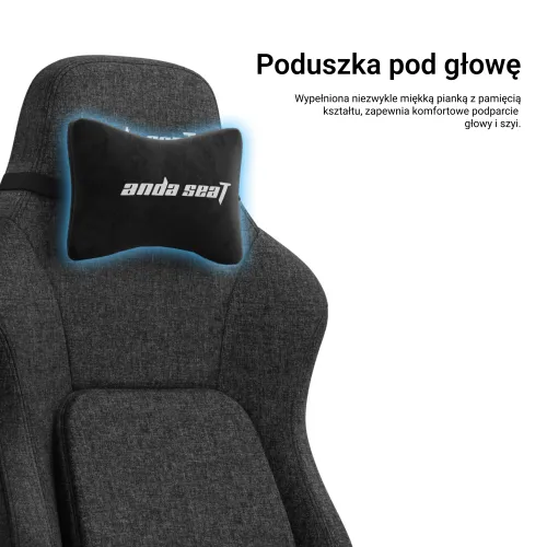 Fotel Anda Seat Phantom 4 L Gray Fabric Gamingowy do 100kg Tkanina Szary
