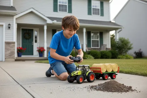 Zdalnie sterowany samochód COIL traktor na pilota z przyczepą i belami słomy