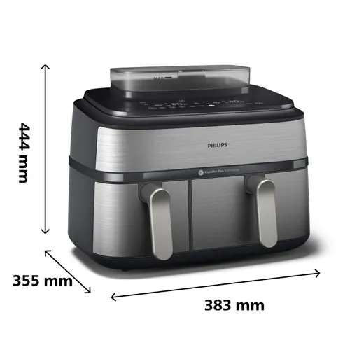 Air Fryer Frytkownica beztłuszczowa PHILIPS Ovi Dual Basket NA555/00 9l z podwójnym koszem gotowanie na parze