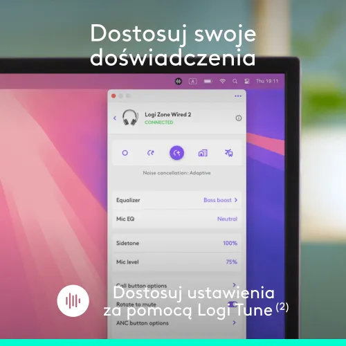Słuchawki LOGITECH Zone Wired 2 Przewodowe, Nauszne, ANC Biały