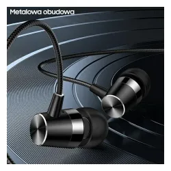 Słuchawki przewodowe USAMS EP-42 jack 3,5 mm Dokanałowe Mikrofon Czarny