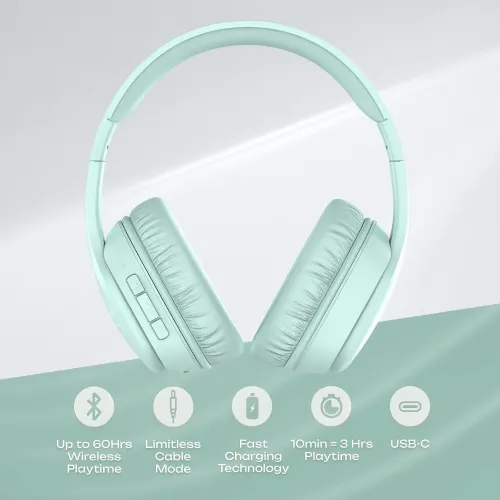 Słuchawki bezprzewodowe PowerLocus P7 Mint Nauszne Bluetooth 5.3 Miętowy