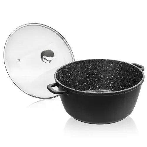 Garnek Granitowy z Pokrywką Gotowania Duszenia Pieczenia 32 cm 9,7L Grande