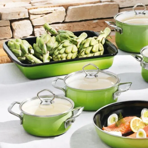 RIESS Nouvelle Smaragd 1 l - garnek emaliowany z pokrywką