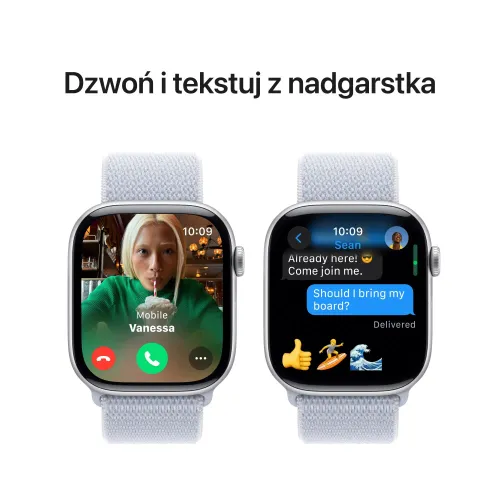 Apple Watch Series 10 GPS koperta 46mm aluminium srebrne opaska sportowa błękitny obłok