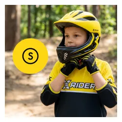 Kask XRIDER XRKFH004S Żółto-czarny Full Face dla Dzieci z odpinaną szczęką (rozmiar S)