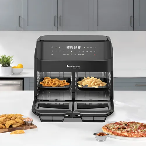 Air Fryer Frytkownica beztłuszczowa TURBOTRONIC TT-DAF7W Czarny z podwójnym koszem