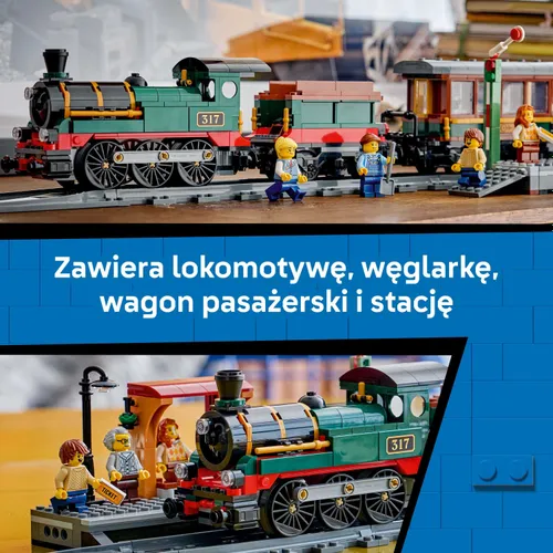 LEGO City 60511 Retro pociąg z lokomotywą parową, zestaw klocków 7+