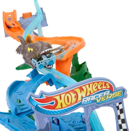 Hot Wheels Tor samochodowy Racer Verse Jurassic World Morski dinopościg