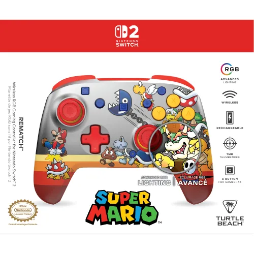 Pad Turtle Beach Rematch Wireless Controller Koopa Troopa do Nintendo Switch / Switch 2 Srebrny