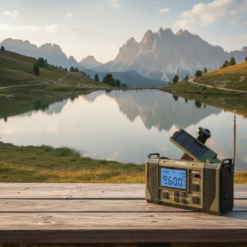 Radioodbiornik Hawk Expedition R20 Na korbkę, Solarne, Latarka, Radio FM Czarny