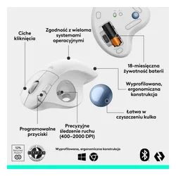 Myszka Logitech M575S bezprzewodowa biała