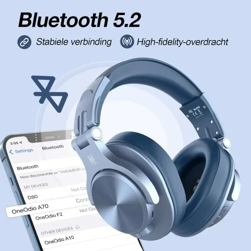 Słuchawki bezprzewodowe Oneodio Fusion A70 Nauszne Bluetooth 5.2 Niebieski