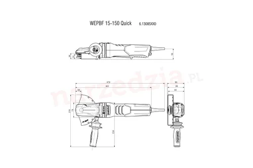 Угловая шлифовальная машина с плоской головкой Metabo Wepbf 15-150 Quick