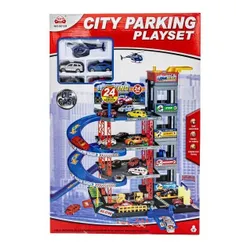 Duży Parking Garaż Tor Samochodowy 3 Poziomy Winda Myjnia 4 Metalowe Autka