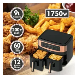 Air Fryer Frytkownica beztłuszczowa KLAUSBERG KB-7589 9.5l z podwójnym koszem 11 automatycznych programów