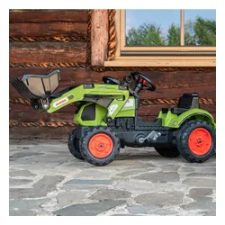 Falk Traktor Claas Zielony z Przyczepą i Łyżką na Pedały od 2-5 lat