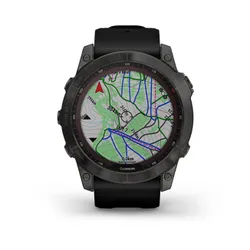 Smartwatch Garmin Fenix 7x Sapphire Solar Tytanowy Szary DLC z czarnym paskiem (010-02541-11)