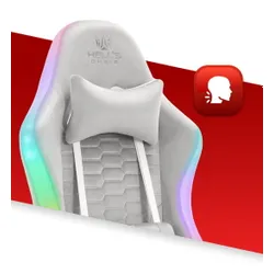 Fotel HELL'S CHAIR HC-1000 LED RGB Szaro-biały