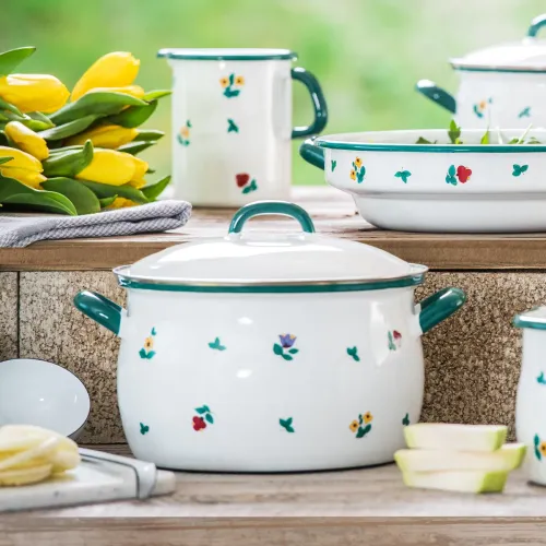 RIESS Country Gmundner Streublumen 3,5 l - garnek emaliowany z pokrywką