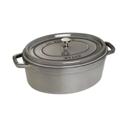 STAUB La Cocotte Oval 6,7 l grafitowy - garnek żeliwny/brytfanna z pokrywką