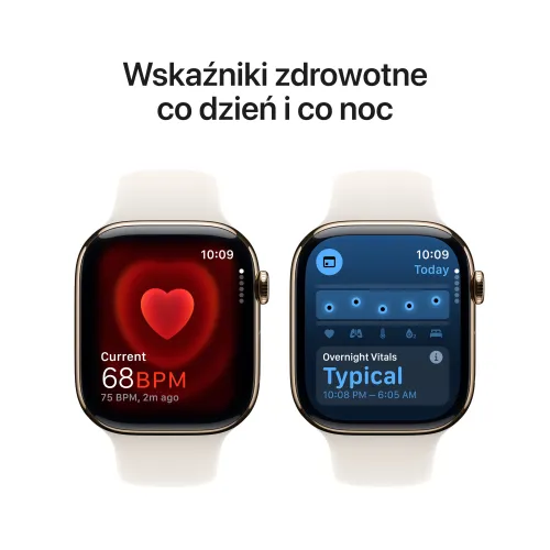 Apple Watch 10 GPS + Cellular 42mm koperta z tytanu (złoty) + pasek sportowy rozmiar M/L (księżycowa poświata)