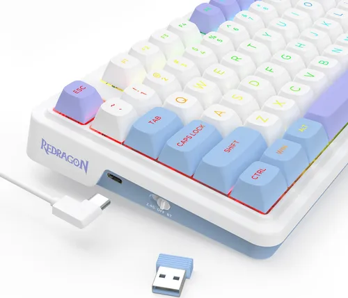 Klawiatura REDRAGON Ucal Max K673WBP RGB Hot Swap Manbo Switch Biało-fioletowo-niebieski